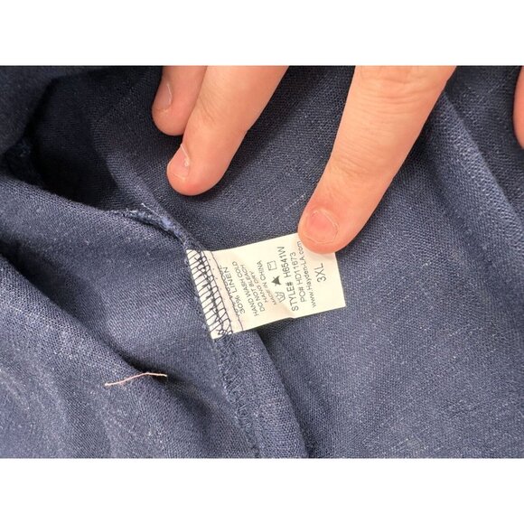 Navy Blue Hayden Sleeveless Button Front Top 3XL Womens Linen Blend Lightweight - Picture 6 of 6